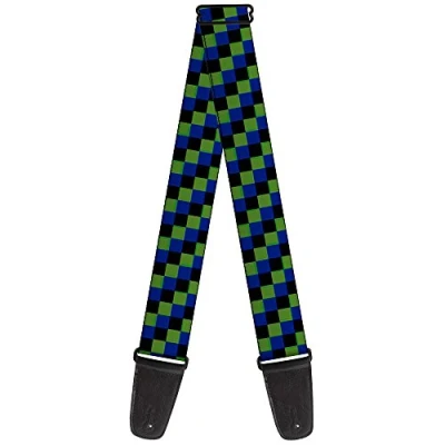 Image of Buckle Down GS W32981 &quot;Checker Trio Green/Black/Blue&quot; Guitar Strap