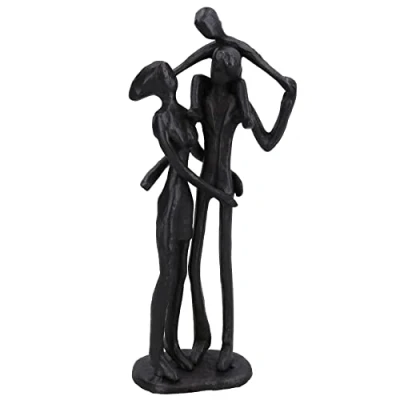 Image of AB Tools Family of 3 Piggy Back Silhouette Figurine Statue House Decor Ornament Cast Iron