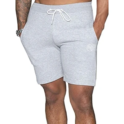 Image of MYT Mens Fleece Shorts Plain Elasticated Gym Activewear Sweat Casual Jogging Short Bottoms S XL (UK, Alpha, XL, Regular, Grey)