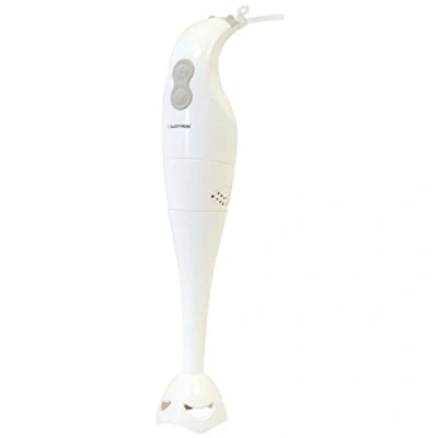Image of KitchenPerfected 200w Hand Blender 2 Speed Settings Stainless Steel Chopping Blades Mains Cord White E5021WH