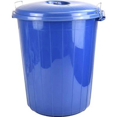 Image of 70L Plastic Bin Rubbish Waste Paper Recycling Dustbin Animal Feed Seed Storage (Blue)
