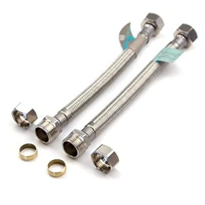 Image of Xcel Home™ 2 x 1/2&quot; BSP 15mm Compression (200mm Long) Flexible Tap Connector Pipes Monobloc Connectors Kitchen Sink/Bathroom Basin Flexi Pipe Tails