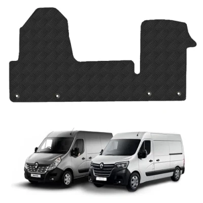 Image of Rubber floor Mats for the Renault Master (2003 2010) [Not suitable models with mounted gearsticks] Custom Van Accessory Tailored fit Heavy Duty, Waterproof &amp; Anti Slip Work Clips