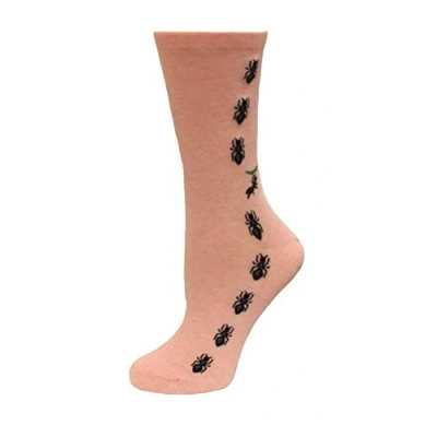Image of Hot Sox Womens Ants Crew Socks pink Shoe Size: 2 8 UK