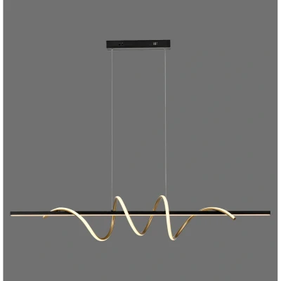 Image of JUST LIGHT. Emanda LED pendant light, iron, black brass