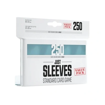 Image of Just Sleeves Value Pack 250 Card Transparent Glossy Look Standard Size 66x92 mm Color Code: Gray Board Game Accessory