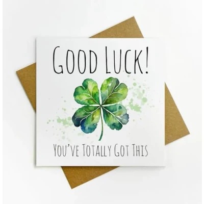 Image of Good Luck Card 4 leaf clover Exams, New Job, Driving test