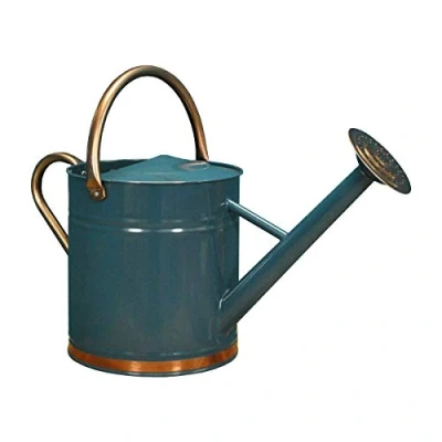 Image of 9 Litre Selections Heritage Blue &amp; Copper Metal Watering Can with Rose