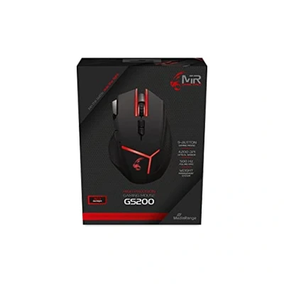 Image of MediaRange MRGS200 Gaming Mouse with 9 Buttons USB 2.0 Cable Black/Red