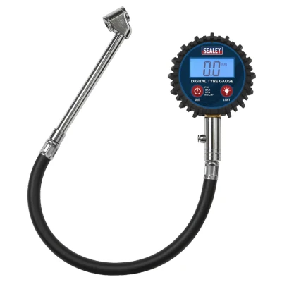 Image of Sealey Digital Tyre Pressure Gauge with Twin Push On Connector
