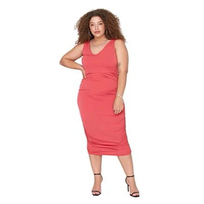 Image of Trendyol Women Plus Size Midi Basic Regular Knit Dress