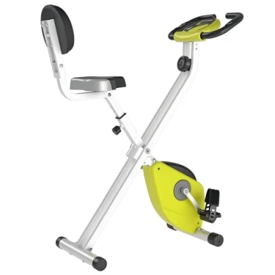 Image of HOMCOM Exercise Bike Fitness Bicycle Indoor trainer Foldable 8 level Magnetic Resistance Adjustable w/LCD Monitor Pulse Sensor, Yellow