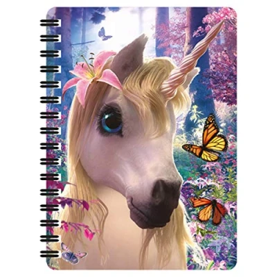 Image of 3D LiveLife Jotter Cute Uni from Deluxebase. Lenticular Unicorn A6 Spiral Notebook with Plain Recycled Paper Pages. Artwork Licensed Renowned Artist David Penfound
