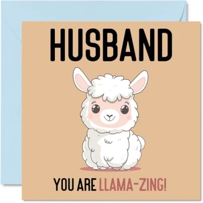 Image of Birthday Cards for Husband Llama Zing Funny Happy Card from Wife, Hubby Gifts, 145mm x Joke Greeting Men Him