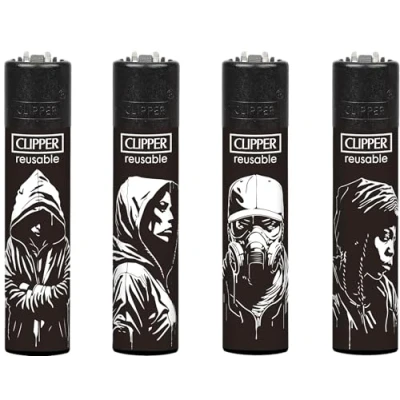 Image of ksp partners ltd 4 x clipper lighters LIVING SKULLS