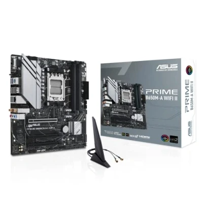 Image of ASUS Prime B650M A WiFi II AMD AM5 Micro ATX Motherboard (DDR5, PCIe 5.0 M.2 support, 2.5Gb Ethernet, 6, DisplayPort, VGA, HDMI, SATA 6 Gbps, USB 3.2 Gen 2 ports, BIOS FlashBack, Arua Sync)