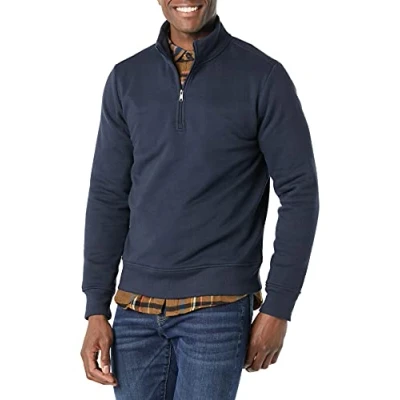 Image of Amazon Essentials Men&#039;s Long Sleeved Quarter Zip Fleece Sweatshirt, Navy, XXL