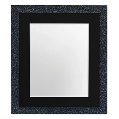 Image of FRAMES BY POST Glitz Charcoal Picture Photo Frame with Black Mount 8 x 6 Image Size 4 Inch Plastic Glass