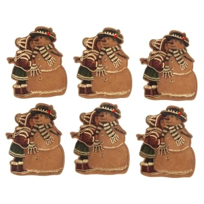 Image of Vintage Christmas Self Adhesive Embellishment Card Scrapbook Craft (Snowman x H7cm 6pcs)