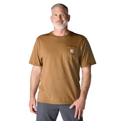 Image of Carhartt mensK87 Workwear Short Sleeve T Shirt (Regular and Big &amp; Tall Sizes) Brown Large