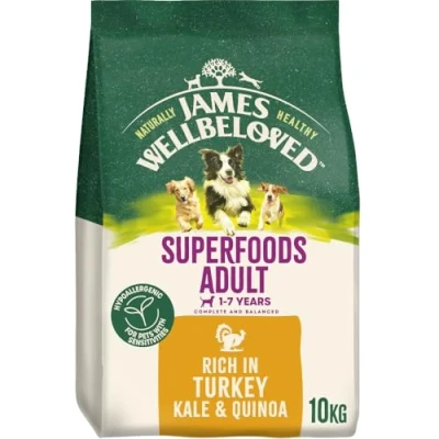 Image of James Wellbeloved Dog Superfoods Hypoallergenic Dry Food Adult Turkey Kale and Quinoa 10 kg