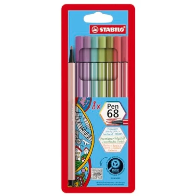 Image of Premium Fibre Tip Pen STABILO 68 Pack of 8 Assorted Colours