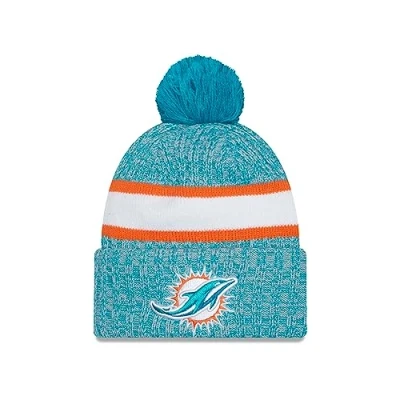 Image of New Era Miami Dolphins NFL 2023 Sideline Sport Knit OTC Turquoise Orange Beanie