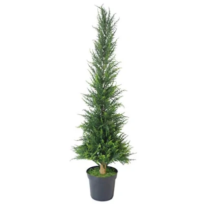 Image of Leaf Design UK Black Artificial Cedar Cypress Topiary Tree Plastic 120cm Tall, 120 cm high