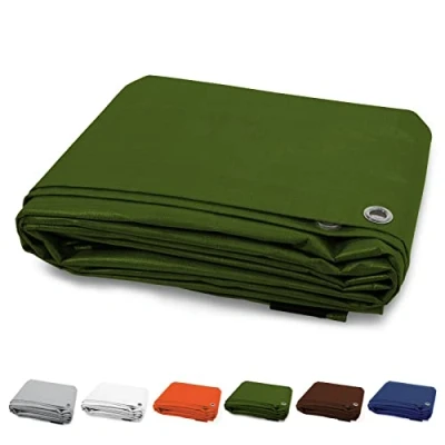 Image of FLODI. 140 g/m² Heavy Duty Waterproof Tarp (Green/Blue, 10 x 15 m) Tear Resistant Tarpaulin Ground Sheet, Multipurpose Tarp, Caravan Camping Cover with Metal Eyelets
