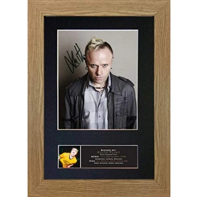 Image of #779 Keith Flint Signed Autograph Mounted Photo Reproduction PRINT A4 Rare Perfect Birthday (297 x 210mm) (Oak Veneer Frame)
