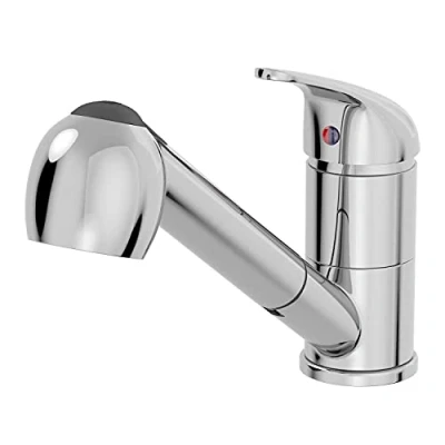 Image of Kitchen Mixer Tap Pull Out Handheld Spray Round Single Lever Chrome
