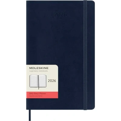 Image of Moleskine Daily Planner, Agenda 2026 12 Months, With Soft Cover and Elastic Closure, Large Format 13x21, Blue Color