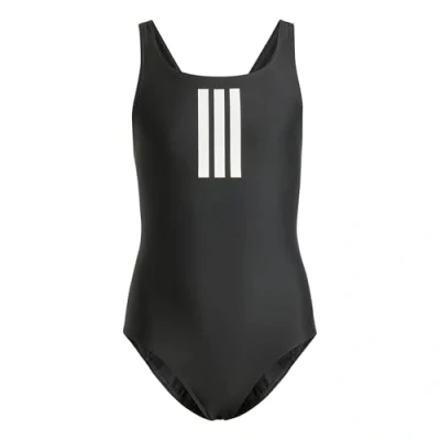 Image of adidas Girl&#039;s 3 Stripes Swimsuit Kids, Black/White, 4 Years
