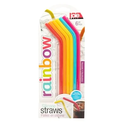 Image of Joie 12711 Reusable Straws, Silicone, Rainbow