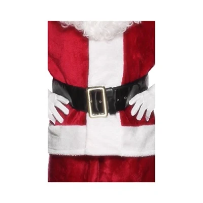Image of Smiffys Santa Belt, Black with Gold Buckle, 145cm/57in, Christmas Fancy Dress Accessory, Up Accessories