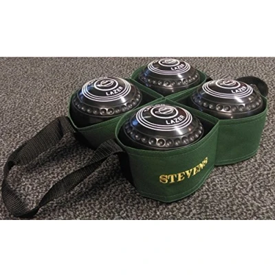 Image of Stevens 4 Bowl Carrier Crown Green Short Mat Lawn Bowls (Green)