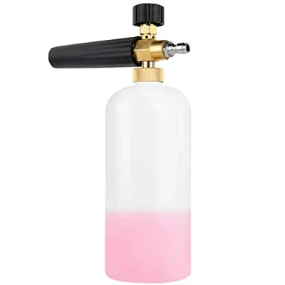 Image of Snow Foam Lance 1/4&quot; Quick Release Car Wash Cannon Pot with Adjustable Nozzle, High Pressure Washer Soap Dispenser Bottle (1L)