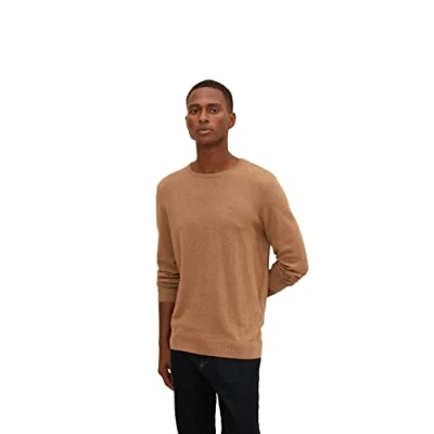 Image of TOM TAILOR Men&#039;s Basic Knitted Jumper 1031899, 24136 Brown Oak Melange, M