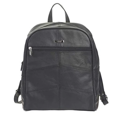 Image of Ladies/Womens Large Genuine Leather Backpack/Rucksack in Black
