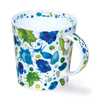 Image of Dunoon Fine Bone China Mug Made in England Cairngorm Shape Whoops Pattern 480ml Dishwasher Safe (Green)