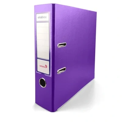 Image of Netuno 1x Folder Lever Arch Purple 2 Ring Binder Ekobox Organiser 8 cm 3,15 inch A4 Wide Cardboard for Office Shelf Folders Desk