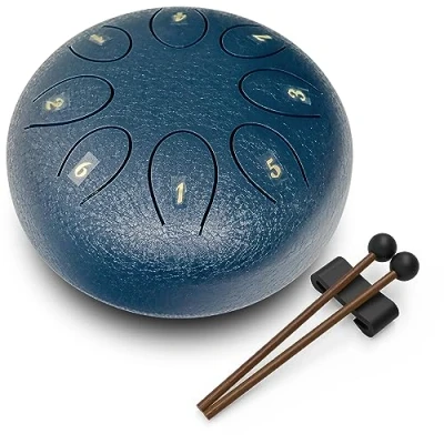 Image of REGIS rain Drum for outside，Steel Tongue 8 Notes 6 Inches，Musical Education Entertainment Meditation Yoga Zen Gifts (Navy, Inches)