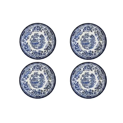 Image of Churchill New Royal Wessex Tonquin Blue Chelsea 10&quot; Dinner Plate Set of 4, Made in England, TONB00111