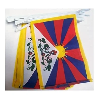 Image of AZ Flag Tibet Bunting 20 Ft Garland with Small Tibetan Flags 8&#039;&#039; x 6&#039;&#039; 100% Polyester String Pennant 6 meters