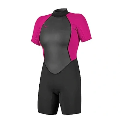 Image of O&#039;Neill Wetsuits Women&#039;s Reactor II 2mm Back Zip Spring Wetsuit, Black/Berry, 10