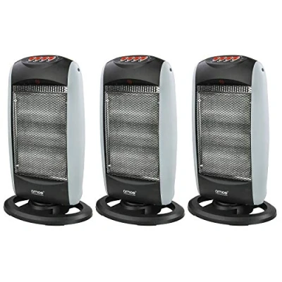 Image of AMOS Halogen Heater 3 Heat Settings 400W To 1200W Oscillating Home Office Radiator Bar with Overheat Protection, Pack