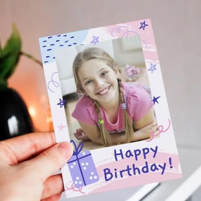 Image of Personalised Girls Photo Upload Birthday Greeting Card For Girls, Her, Kids, Special