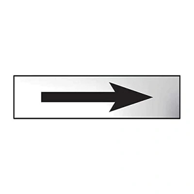 Image of Arrow Symbol Graphic Sign Self Adhesive PVC Chrome Effect 200mm x 50mm