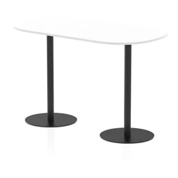 Image of Italia 1800mm Poseur Boardroom Table White Top 1145mm High Black Leg