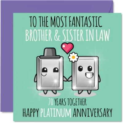 Image of Cute Platinum Anniversary Card for Brother &amp; Sister In Law 70 Years Together Happy 70th Wedding Cards Brother, 145mm x Greeting Anniversaries